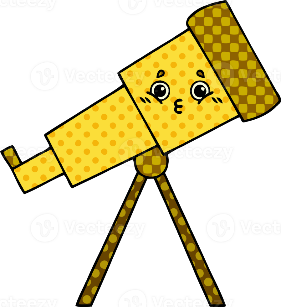 comic book style cartoon of a telescope png