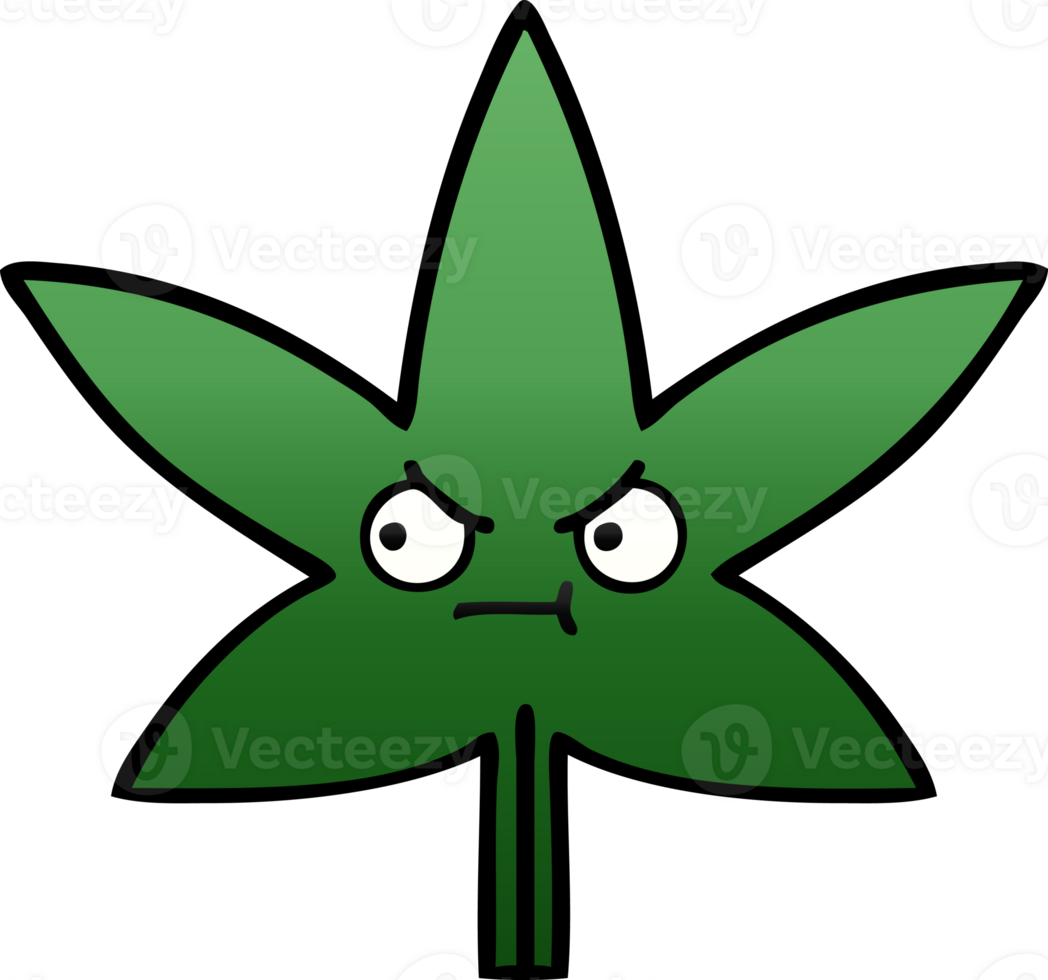 gradient shaded cartoon of a marijuana leaf png