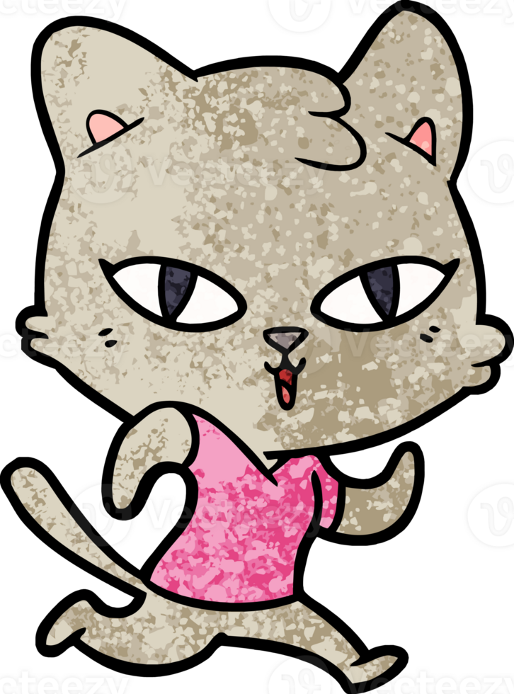 cartoon cat out for a run png