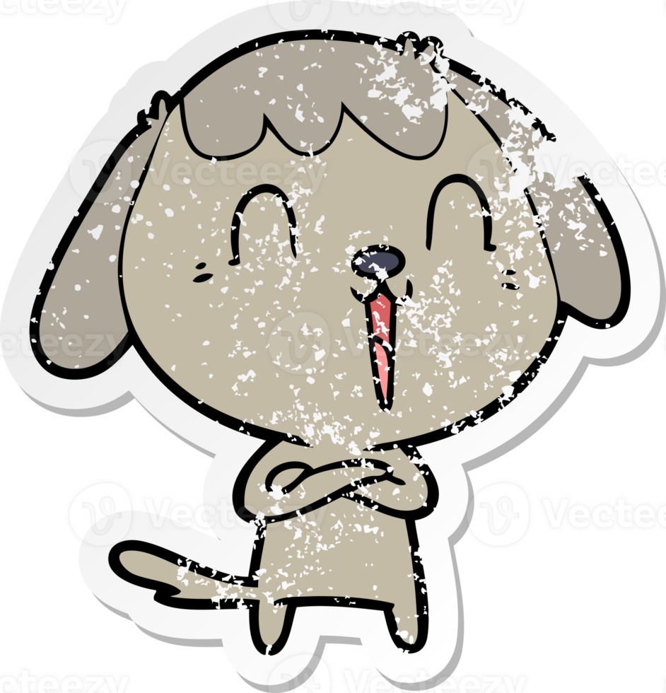 distressed sticker of a cute cartoon dog png