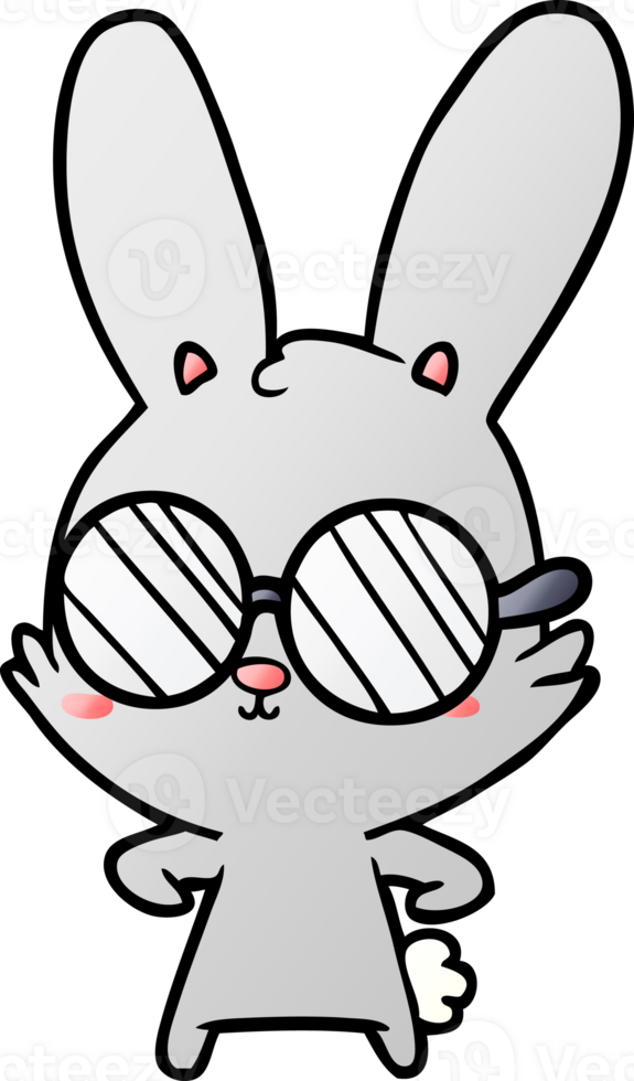 lapin de dessin animé mignon portant des lunettes png