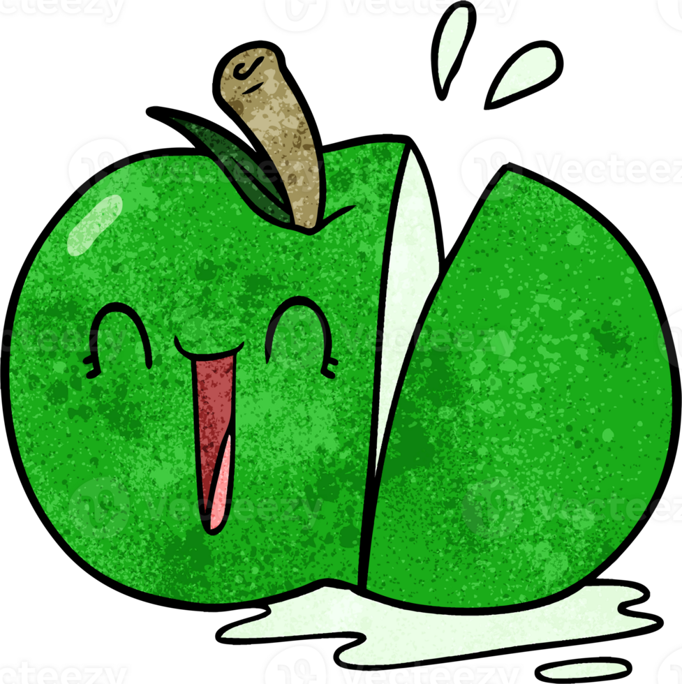 happy cartoon sliced apple png