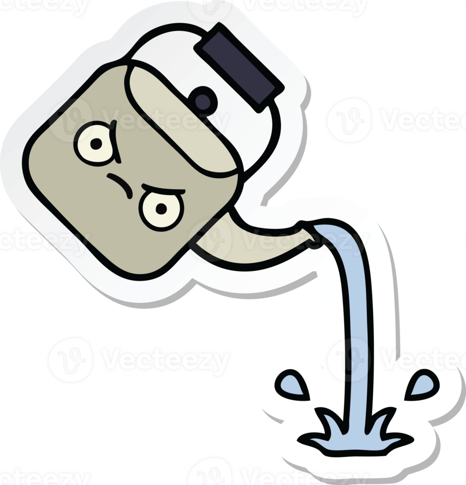 sticker of a cute cartoon pouring kettle png