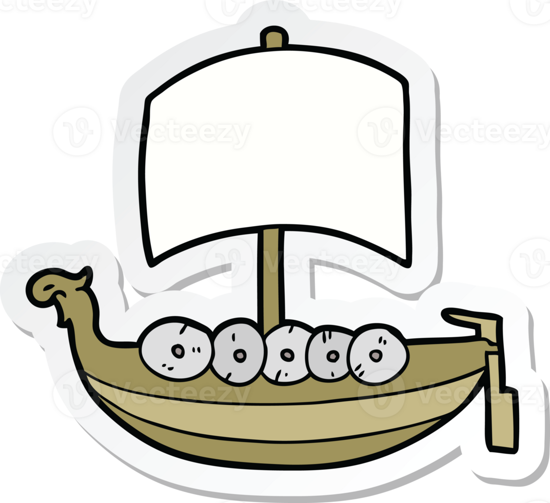 pegatina de un barco vikingo de dibujos animados png