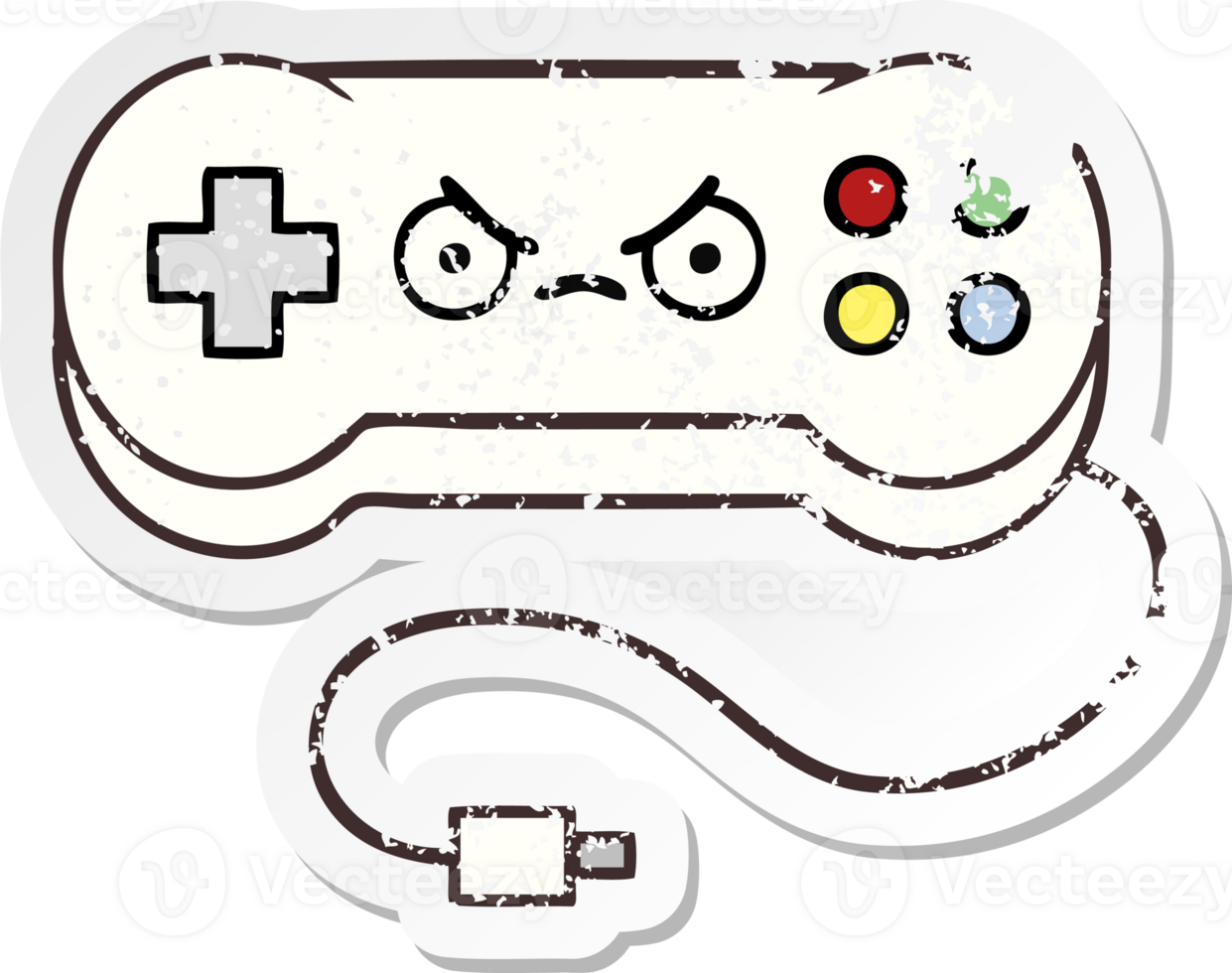 distressed sticker of a cute cartoon game controller png