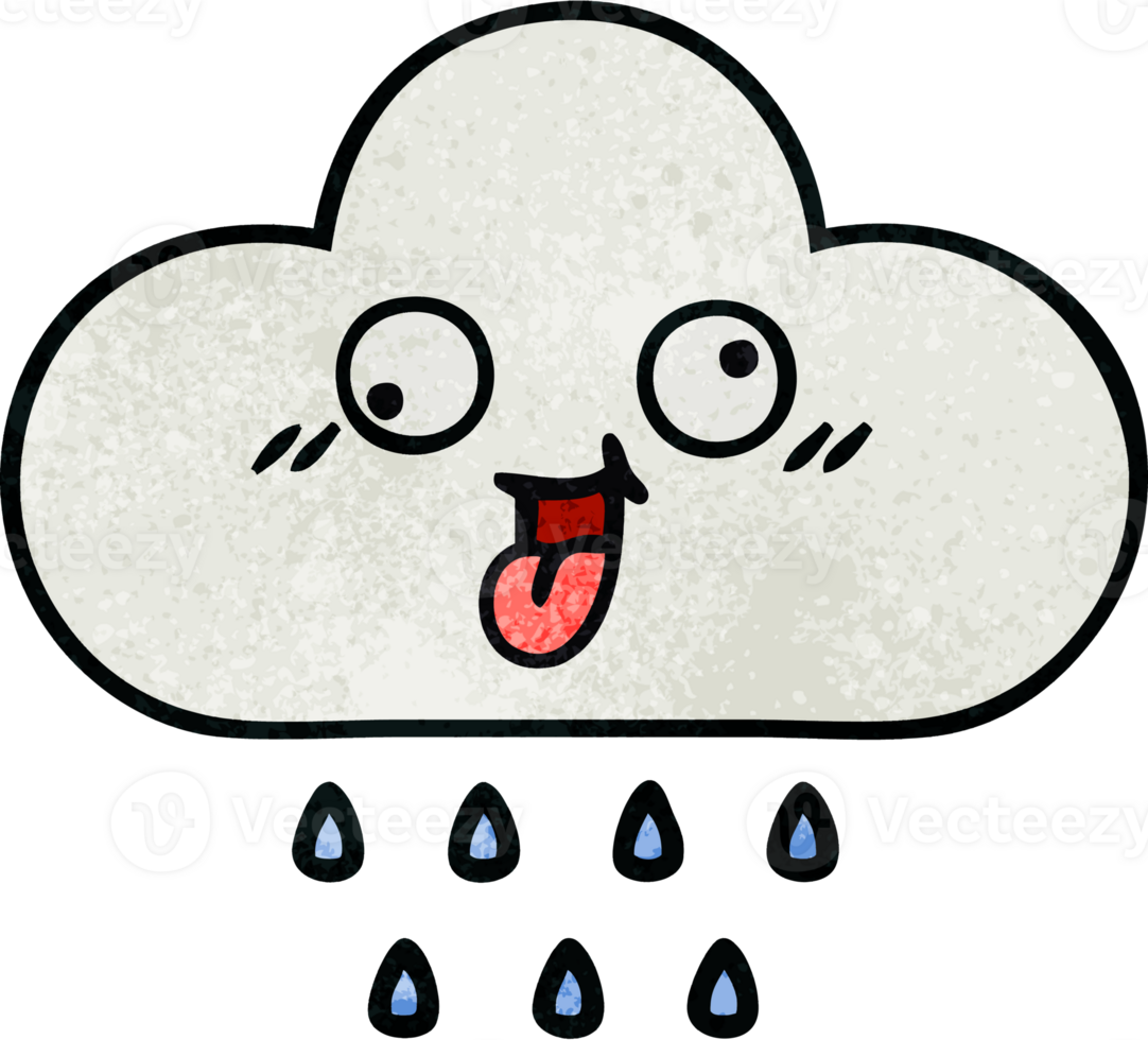 retro grunge textura dibujos animados de un lluvia nube png