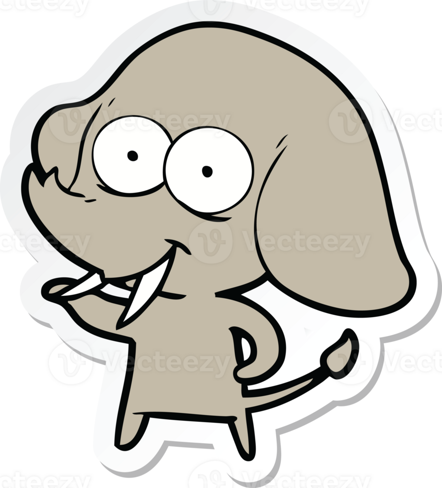 sticker of a happy cartoon elephant png