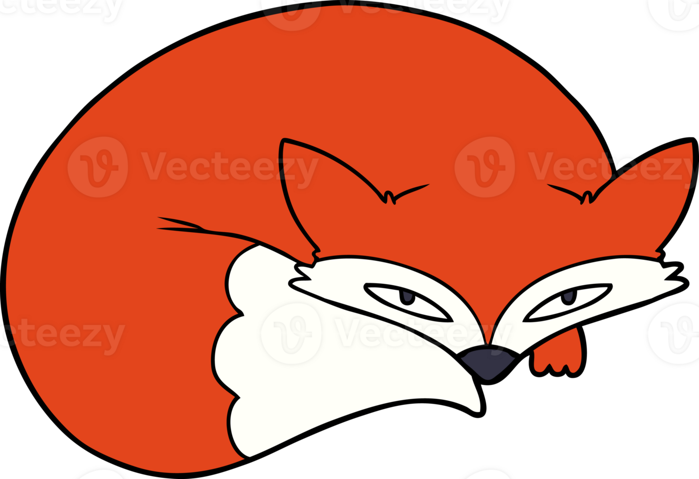 cartoon curled up fox png