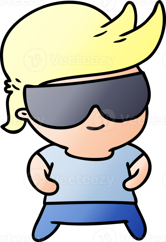 gradient cartoon illustration kawaii kid with shades png