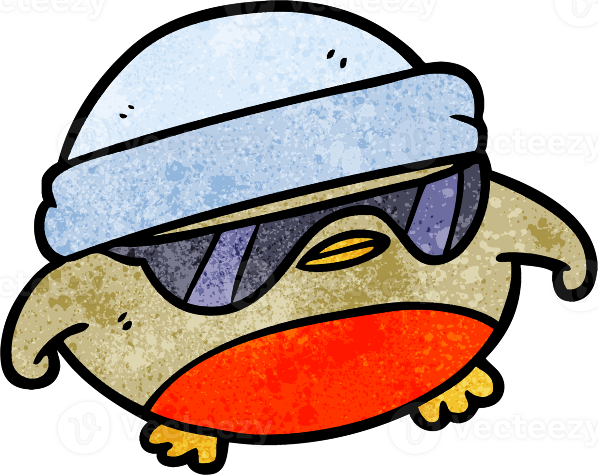 cool christmas robin cartoon with sunglasses png