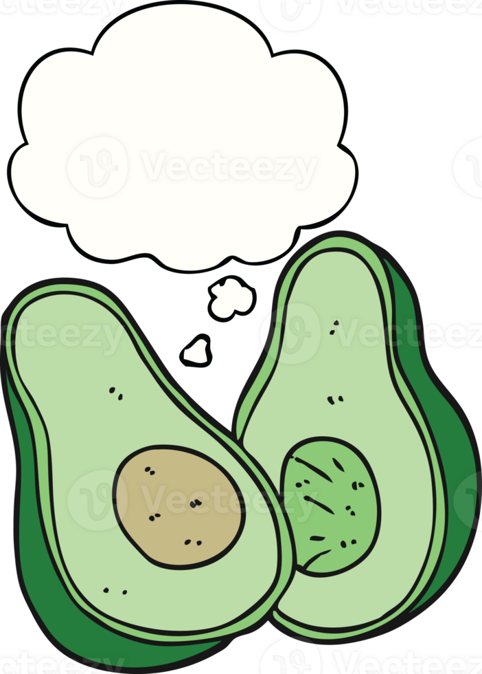 cartoon avocado with thought bubble png