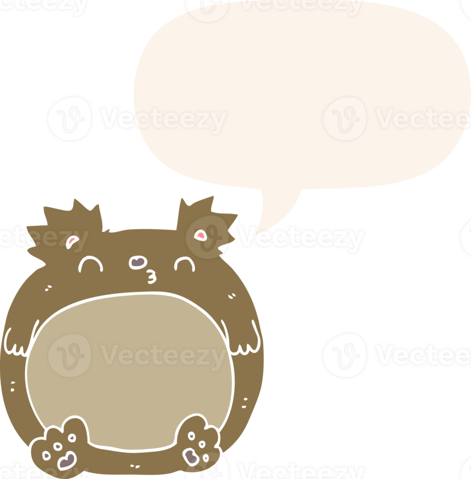 cartoon bear and speech bubble in retro style png