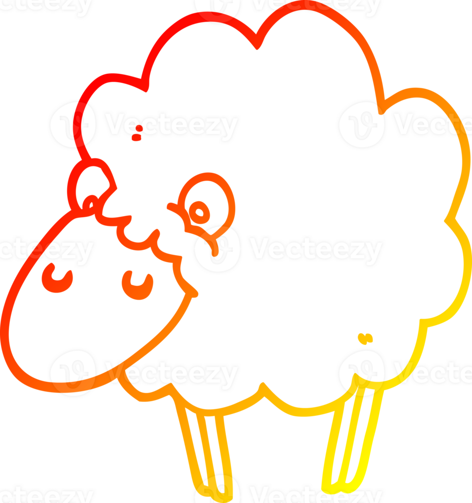 warm gradient line drawing of a cartoon sheep png