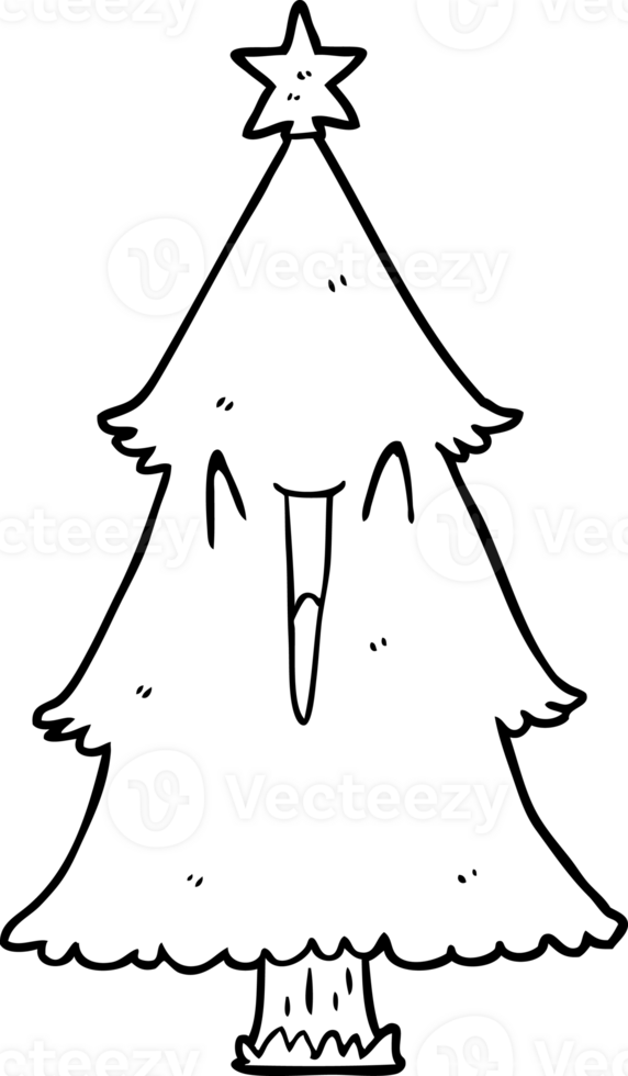 line drawing of a christmas tree png