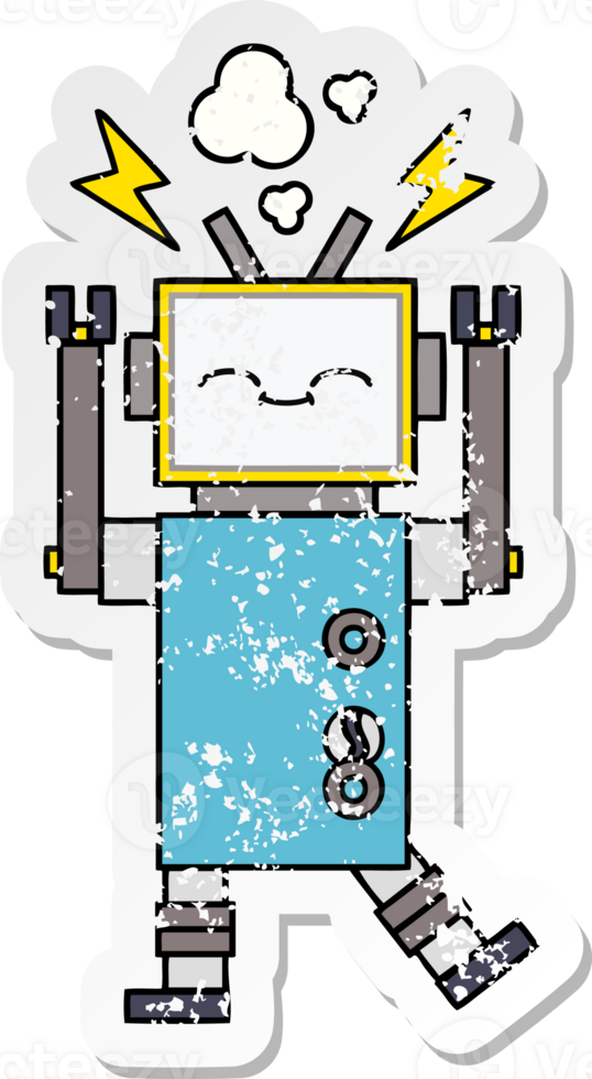 beunruhigter Aufkleber eines niedlichen Cartoonroboters png