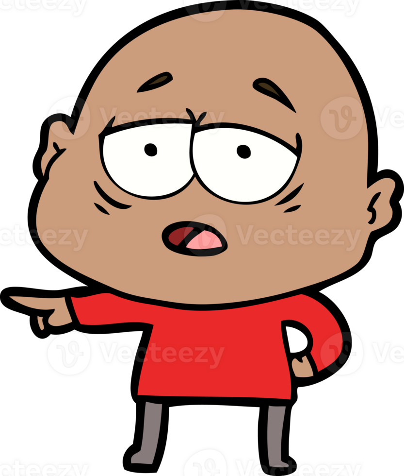 cartoon tired bald man png