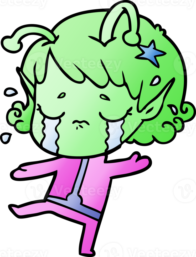 cartoon crying alien girl png