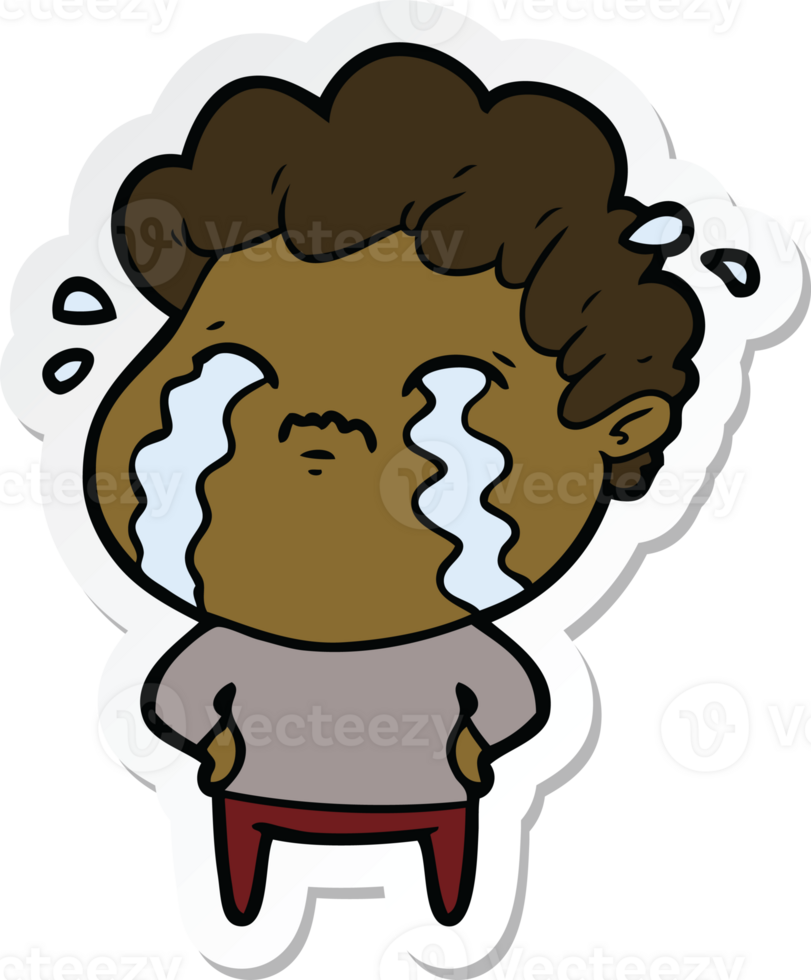 sticker of a cartoon man crying png