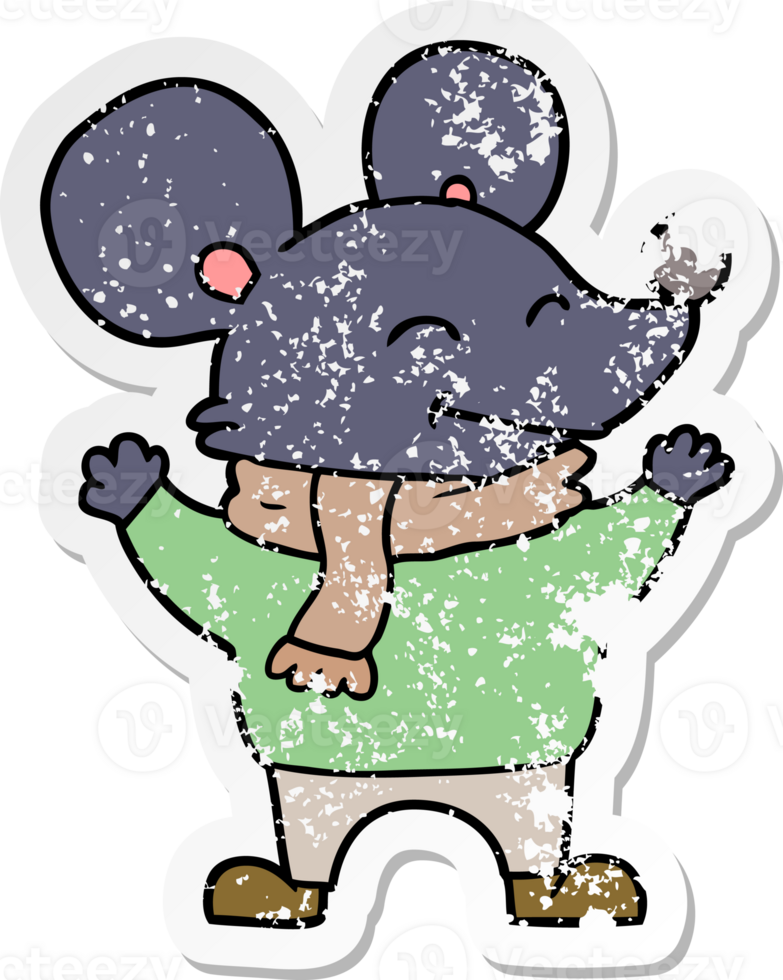 distressed sticker of a cartoon mouse png