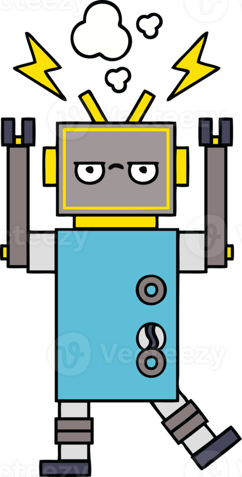 cute cartoon of a malfunctioning robot png