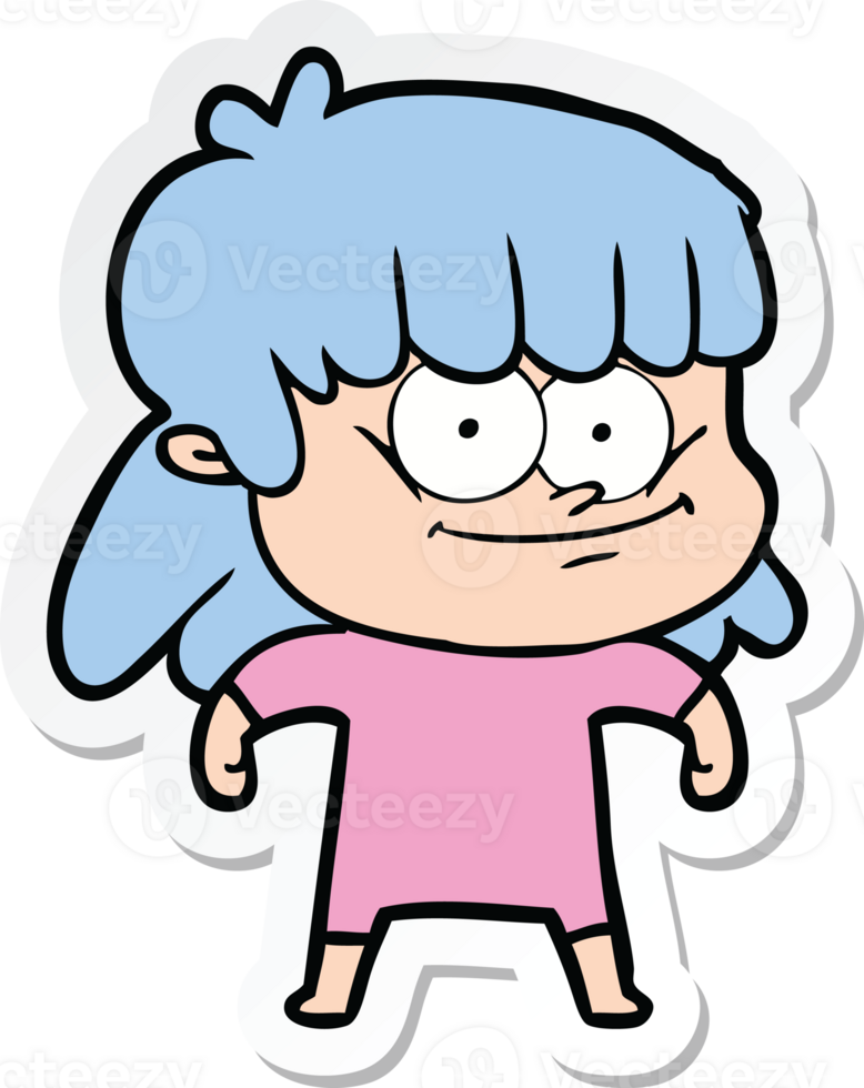 sticker of a cartoon smiling woman png