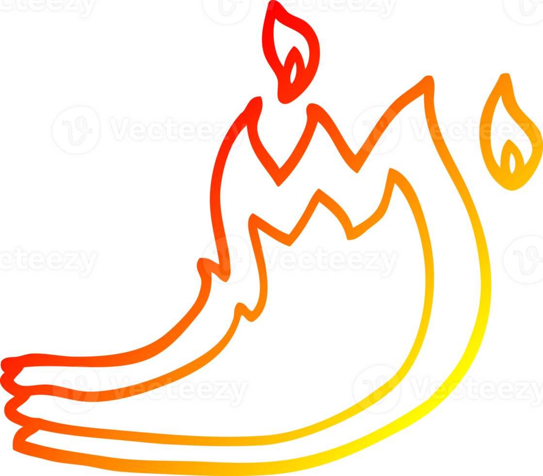 värma lutning linje teckning av en tecknad serie brand flamma png