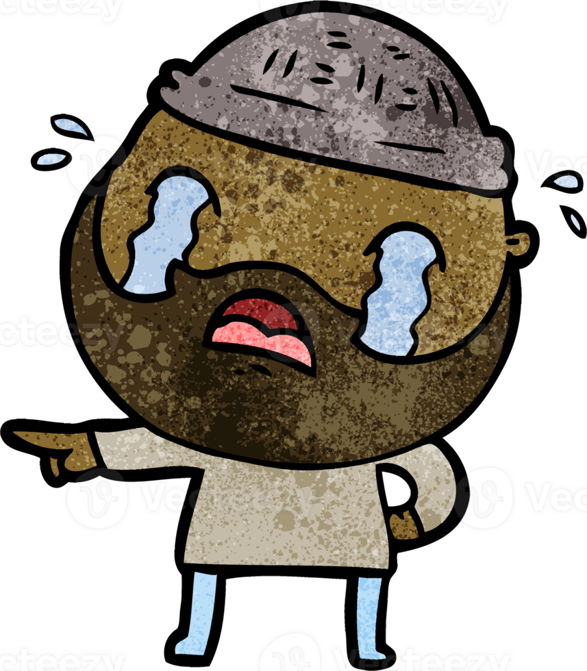 cartoon bearded man crying png