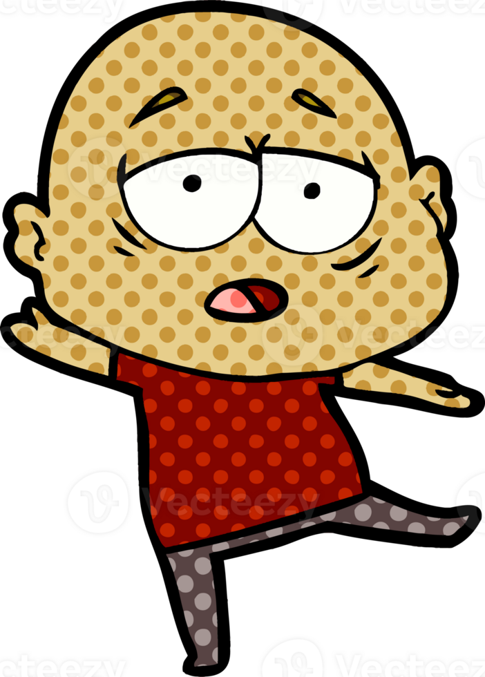 cartoon tired bald man png