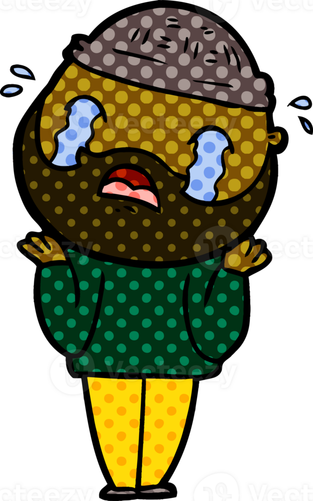 cartoon bearded man crying png