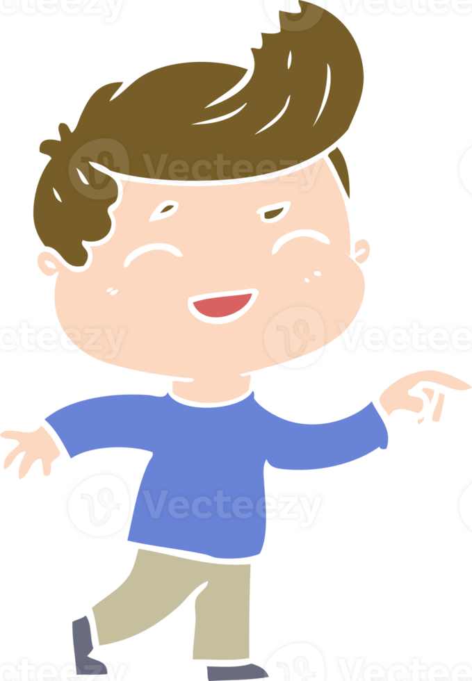 flat color style cartoon man laughing png