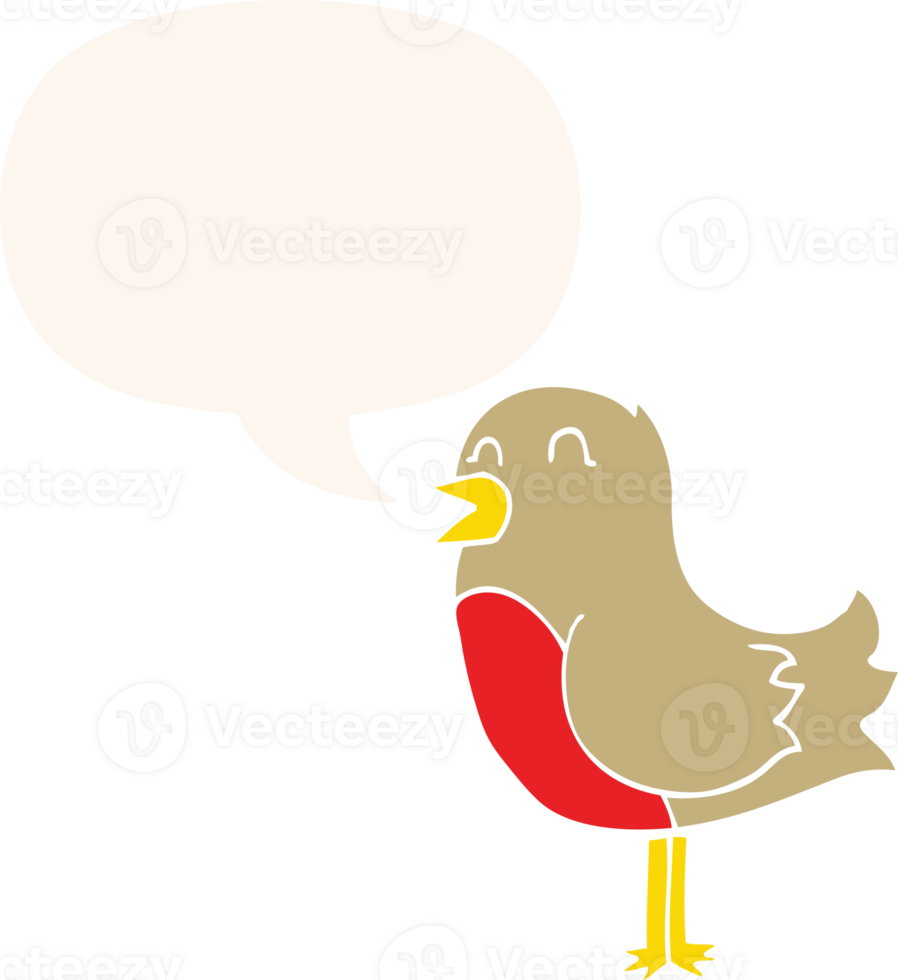 cartoon bird with speech bubble in retro style png