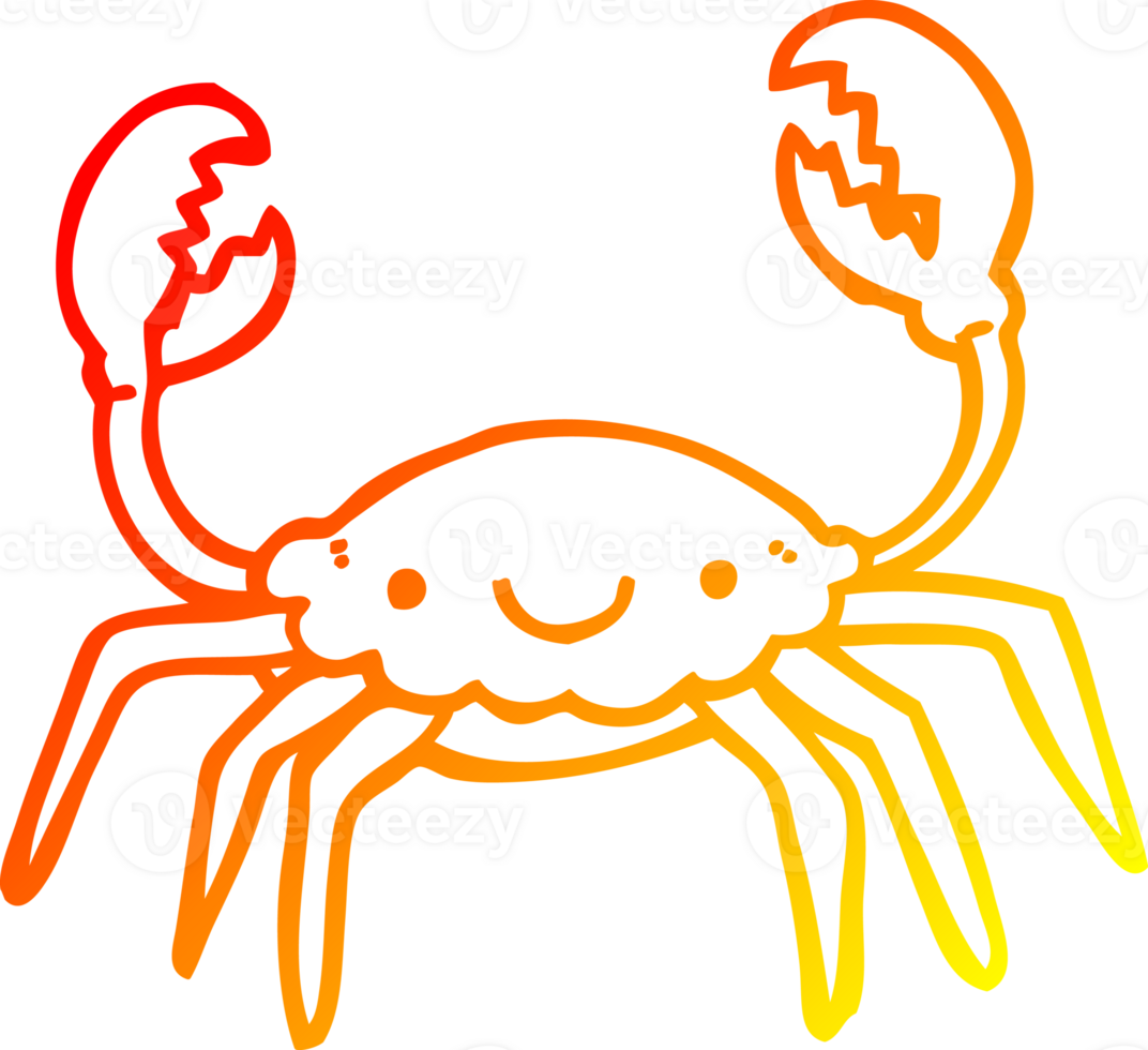 warm gradient line drawing of a cartoon crab png