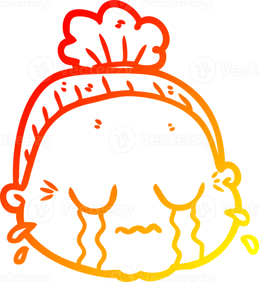 warm gradient line drawing of a cartoon old lady png