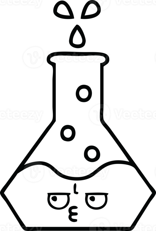 line drawing cartoon of a science beaker png