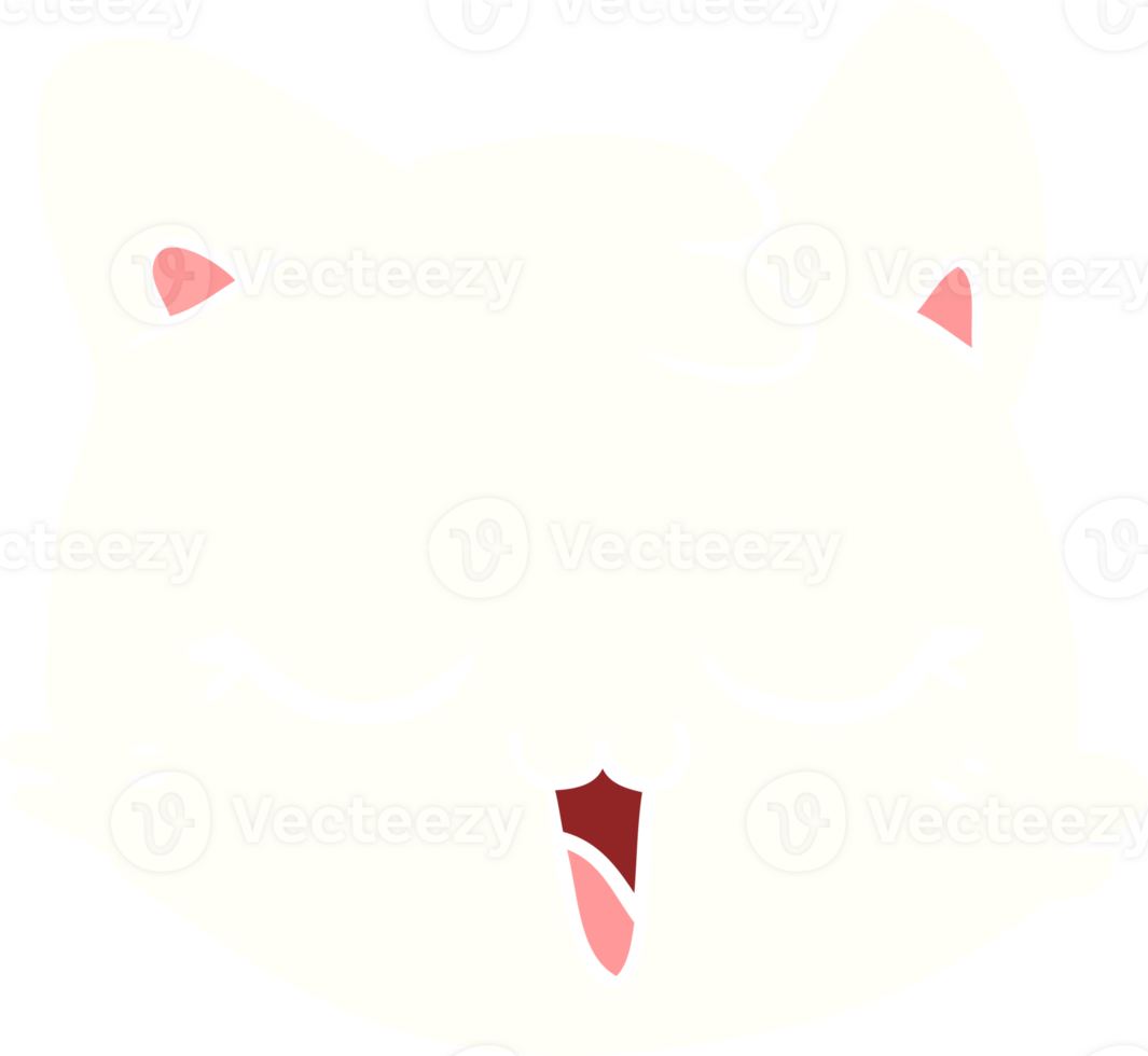 flat color style cartoon cat face png