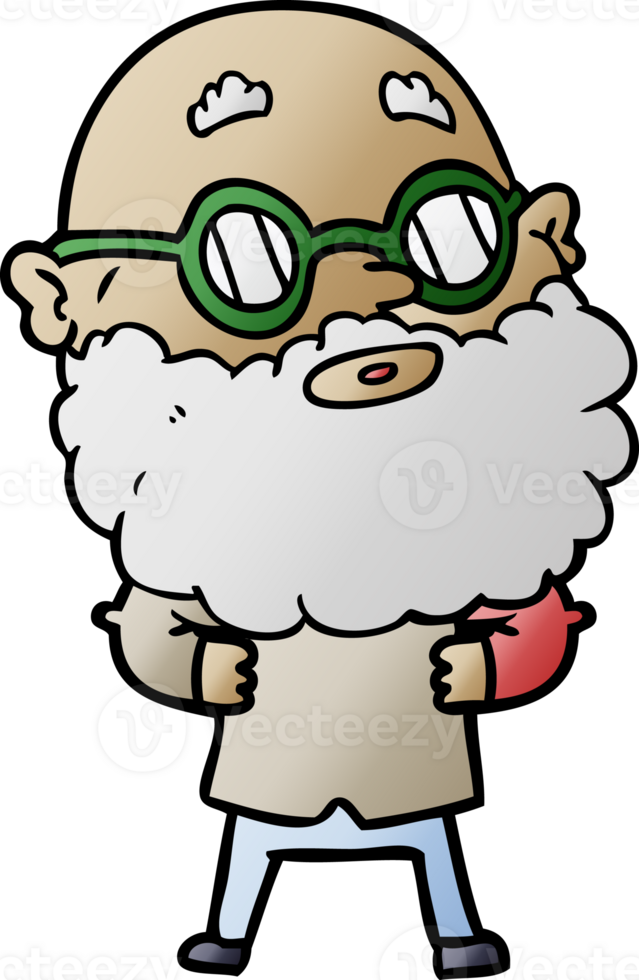 cartoon curious man with beard and glasses png