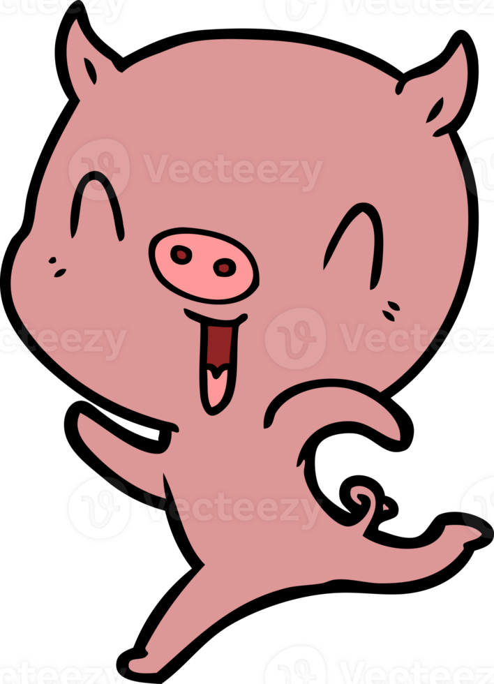 cerdo de dibujos animados feliz corriendo png