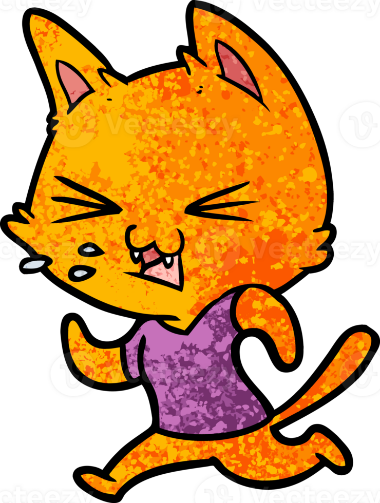 cartoon running cat hissing png