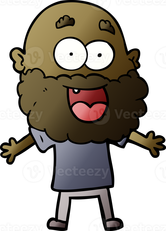 cartoon crazy happy man with beard png