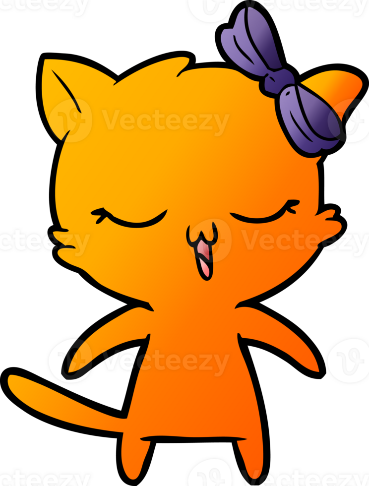 cartoon cat with bow on head png