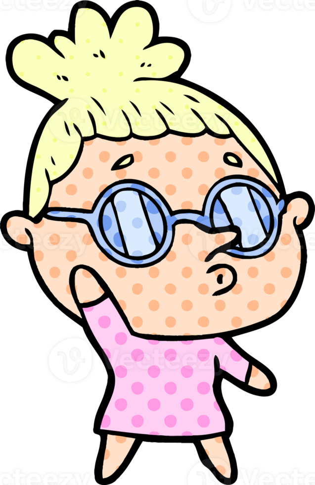 cartoon woman wearing glasses png