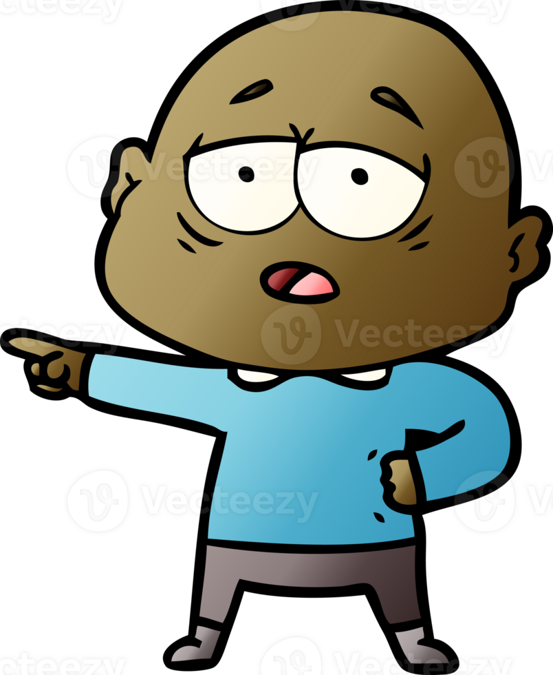 cartoon tired bald man png