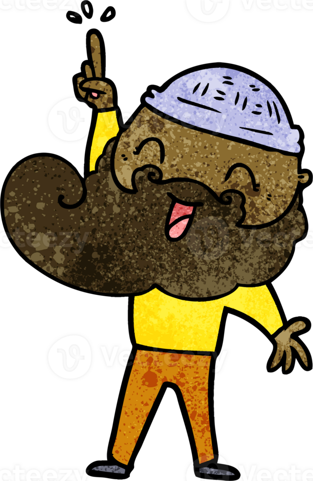 happy bearded man with great idea png