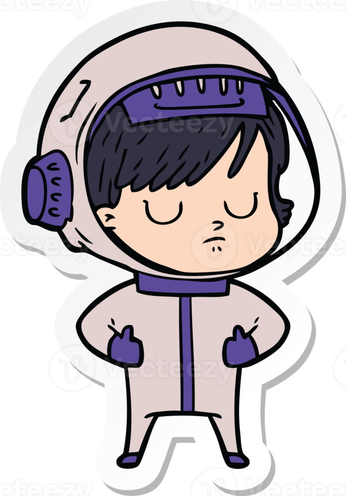 sticker of a cartoon astronaut woman png