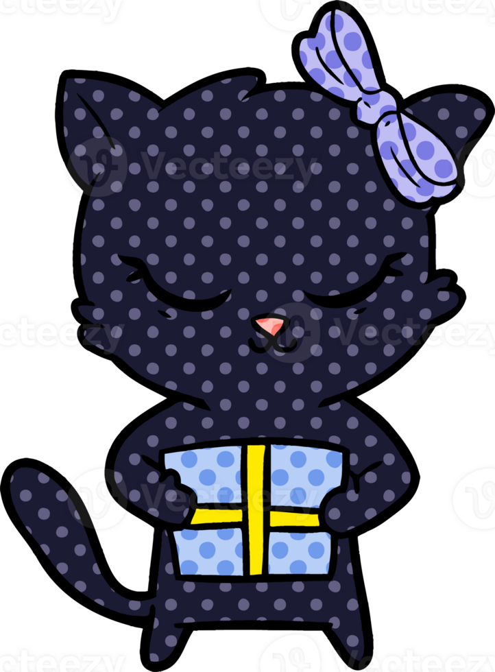 cute cartoon cat with bow png