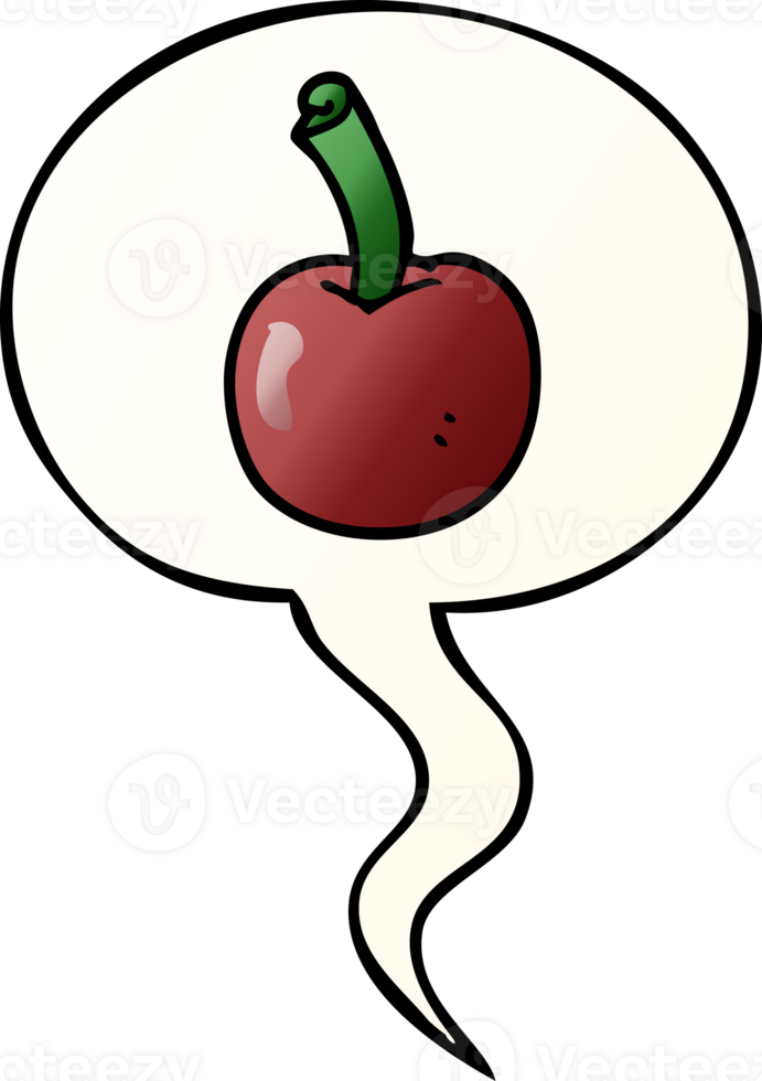 cartoon cherry with speech bubble in smooth gradient style png