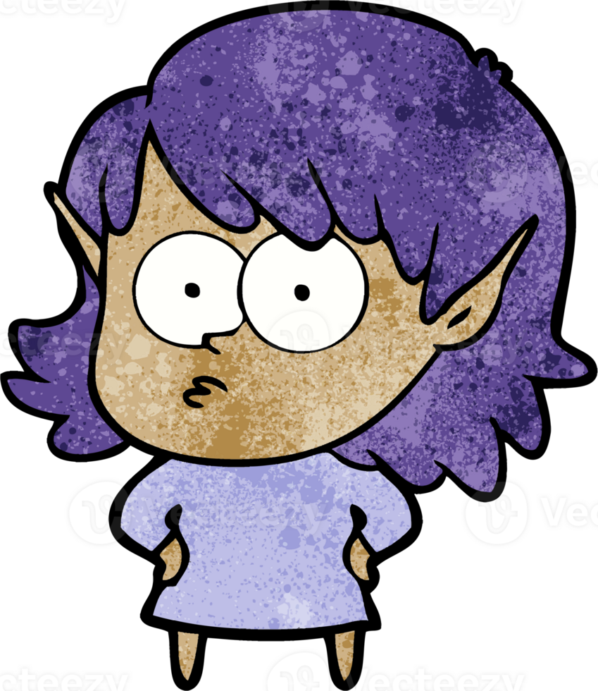 cartoon elf girl staring png