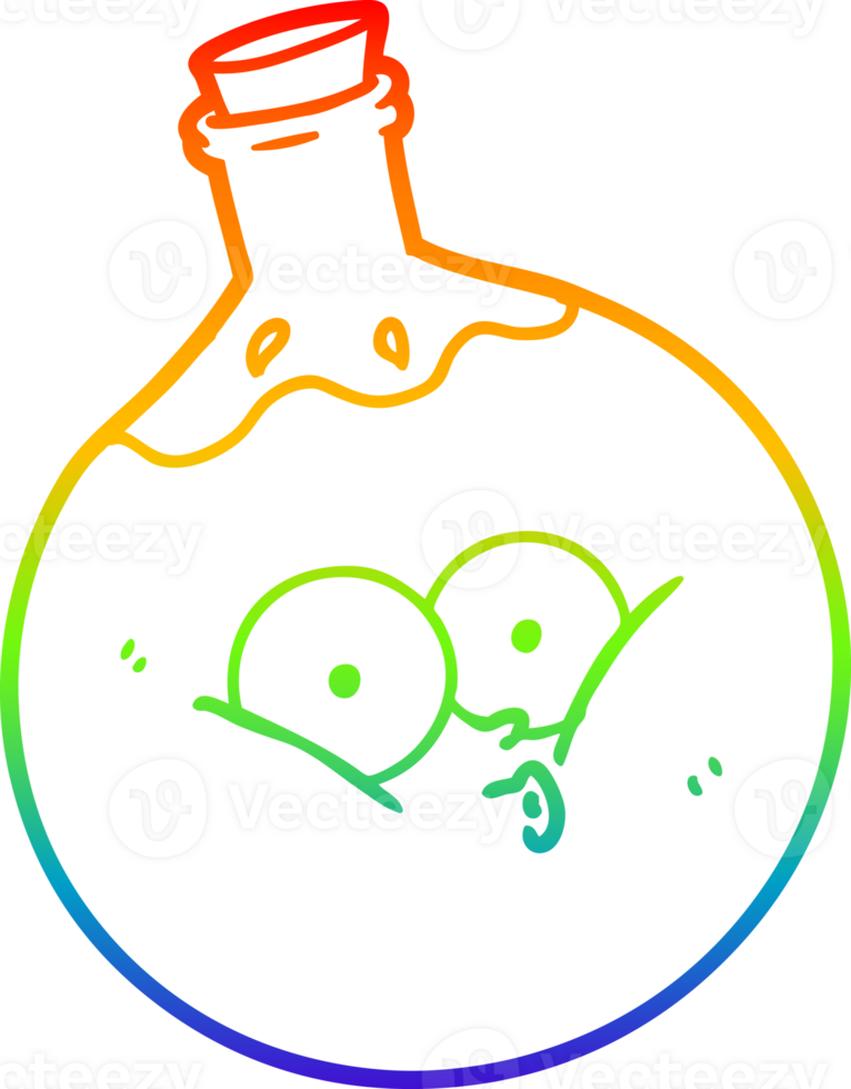 rainbow gradient line drawing of a cartoon potion png