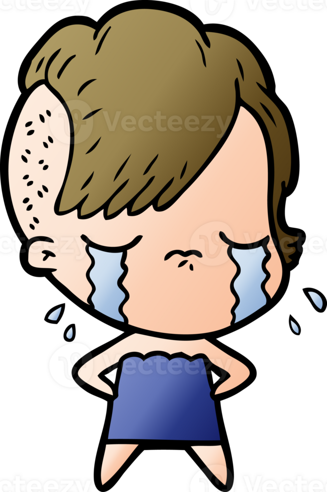 cartoon crying girl png