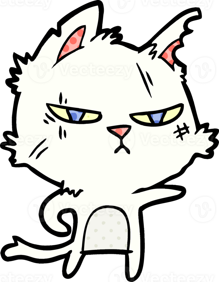 gato de dibujos animados duro señalando png